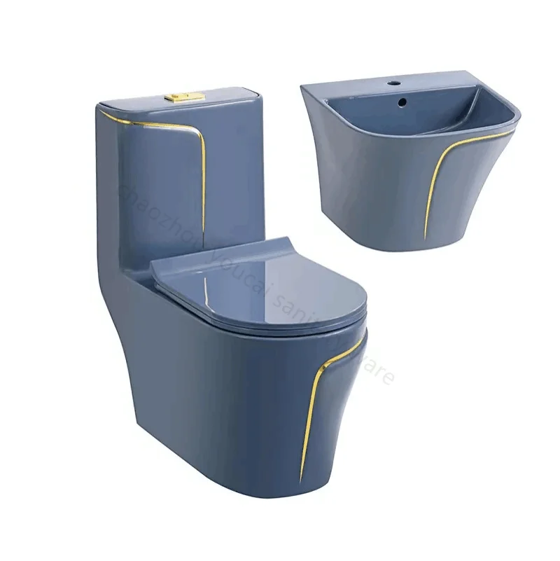 modern one piece ceramic wc toilet bidet toilet Wholesale multicolor blue colored toilets for bathroom