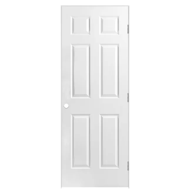 Traditional 30-in x 80-in 6-panel Hollow Core Right Hand Single Prehung Interior Moulded Door