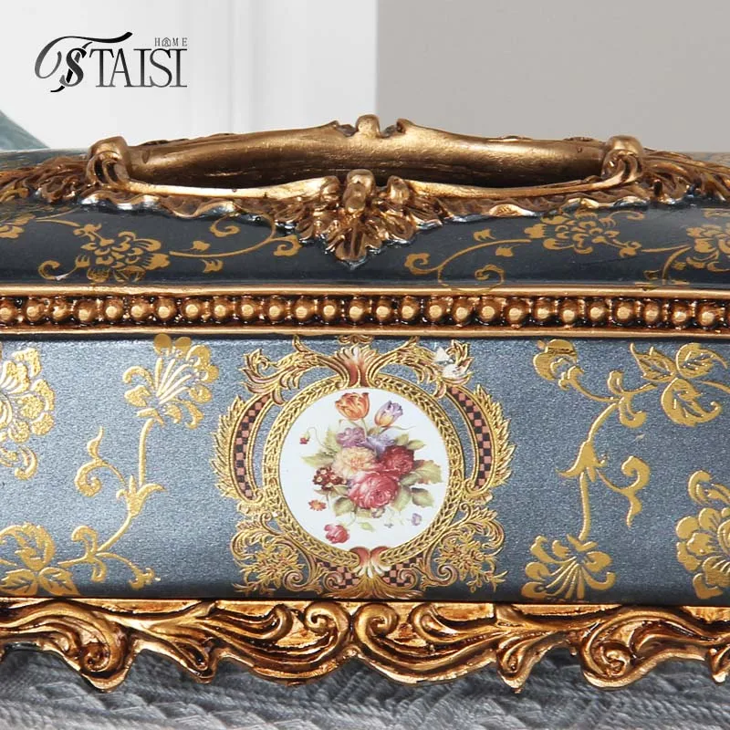 RS061 Antique resin napkins & tissue holder Arab resin craft sculpture tissue box French furniture antique
