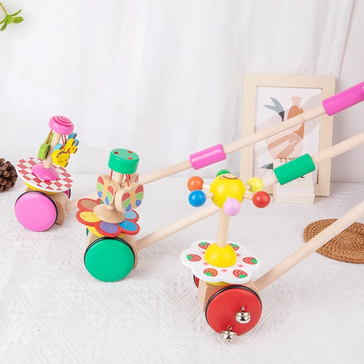 HOYE CRAFTS animal trolley learning walking toy wooden walker cart