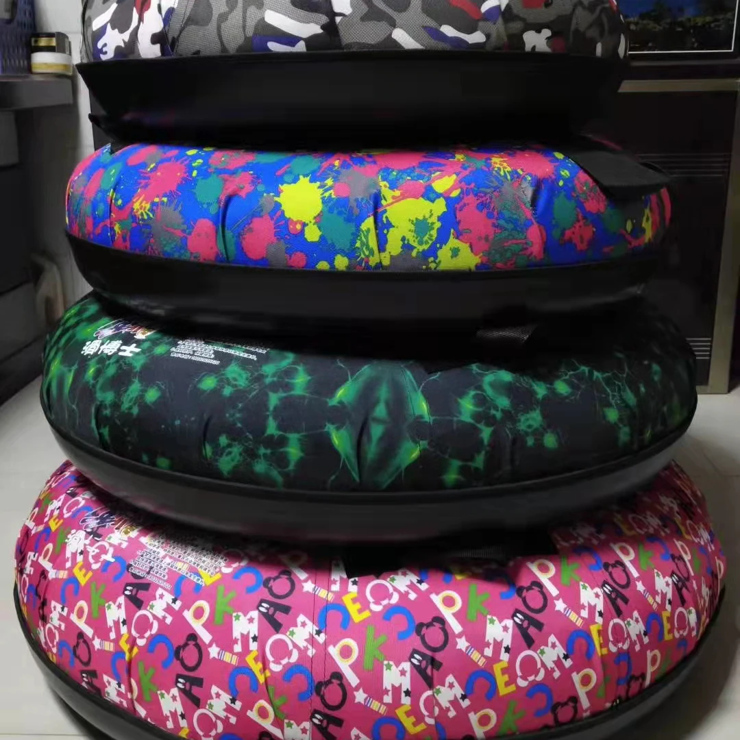 Heavy-Duty Portable Double Inflatable Sled, Camouflage Color Snow Tube with Shock Absorption Belt