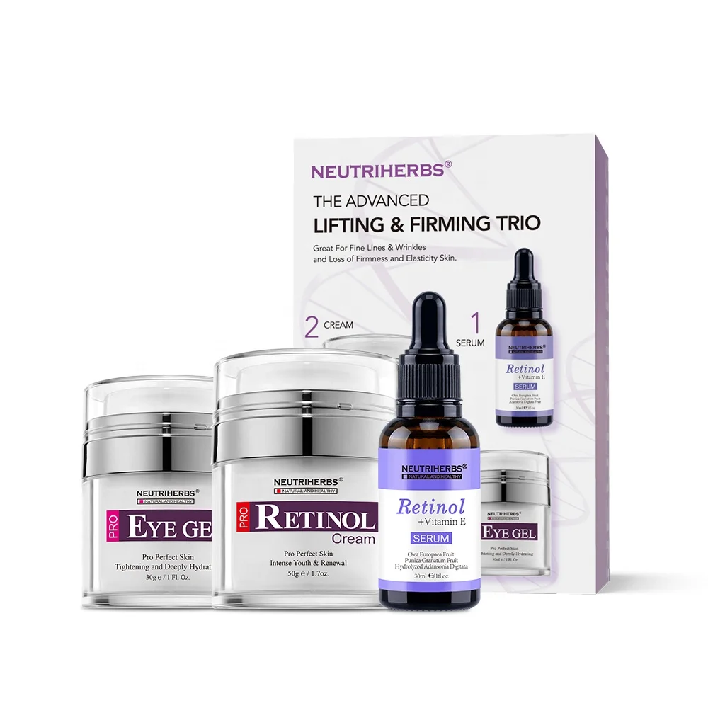 Private label wholesale gift facial kit facial serum face cream eye gel anti wrinkle retinol skin care set