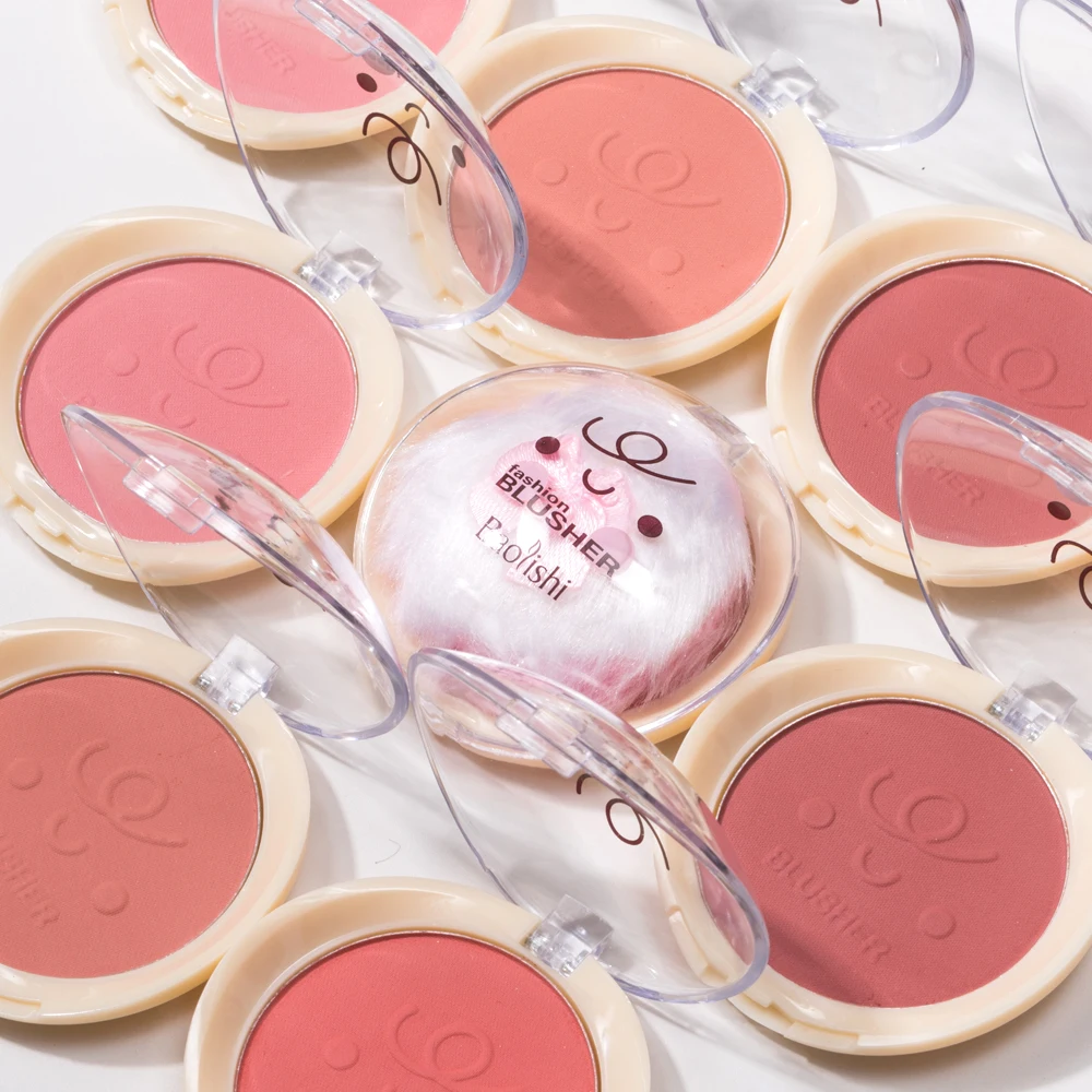 New makeup 4-color custom logo white palette blush with black and white box private label blush list