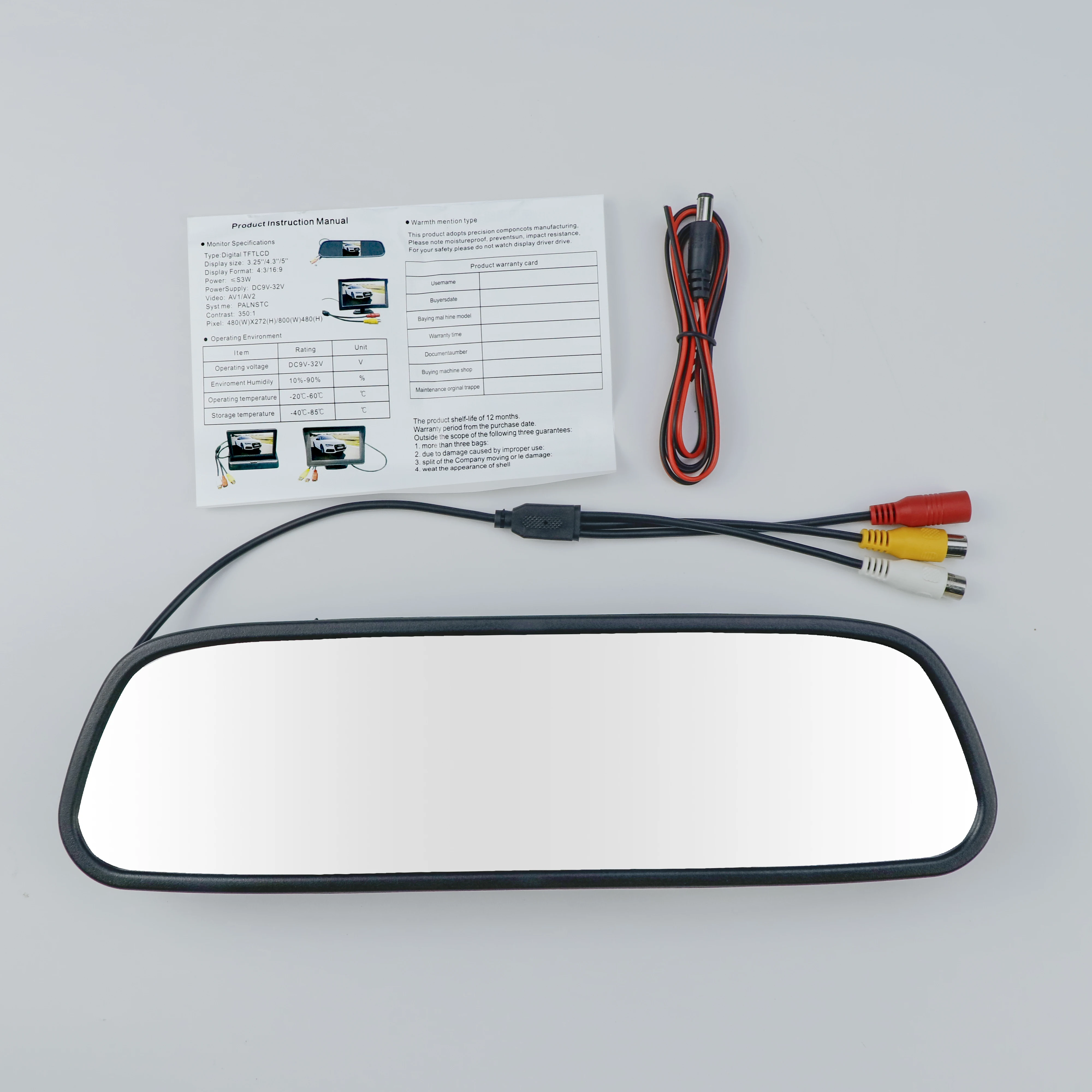 Universal 12-24V 5 Inch Lcd Monitor Auto Invigilator Rear View Mirror Mount Clip-On Hd Car Rearview Mirror for Car Truck Van Bus