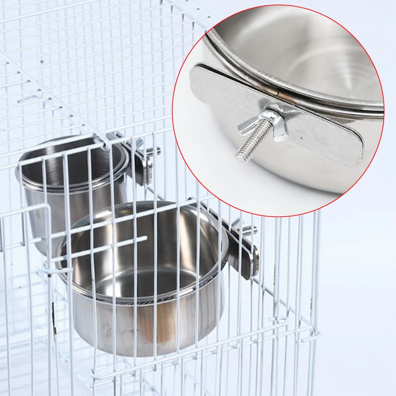 Высококачественная миска для кормления птиц из нержавеющей стали с зажимом