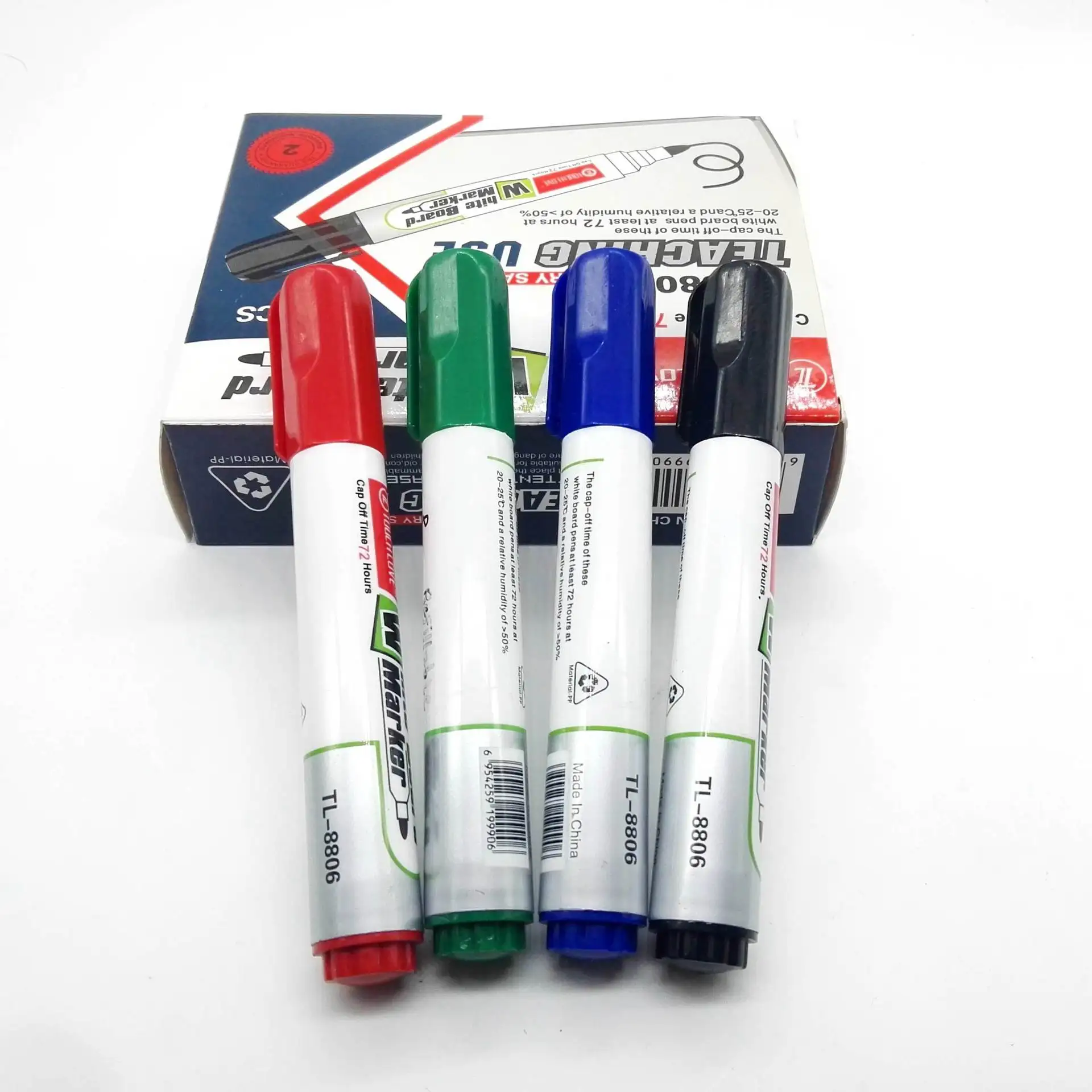 Professional 4 Colors Thickness Multicolor Erase Wipe off Whiteboard Marker Custom logo Erasable Marker Pen Set