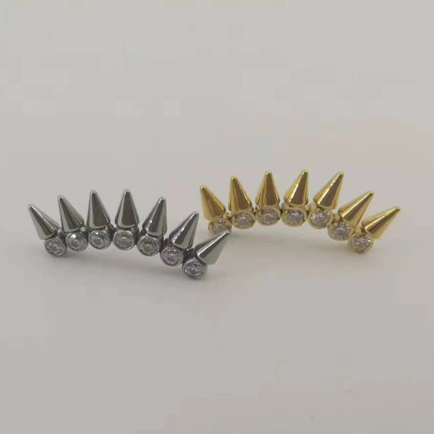 Calendo  Jewelry  ASTM  F136 Titanium Internally Threaded  7 Spikes  Stud Piercing  Earring  End Jewelry