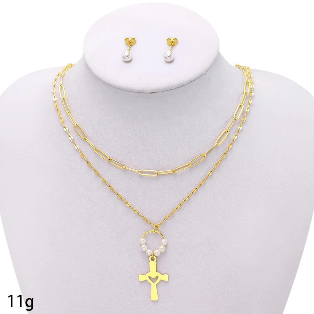 Mexican Imported 24k Gold Plated Jewelry Set Mutil Pearl Female Heart Wedding Square Dubai Gold Jewelry