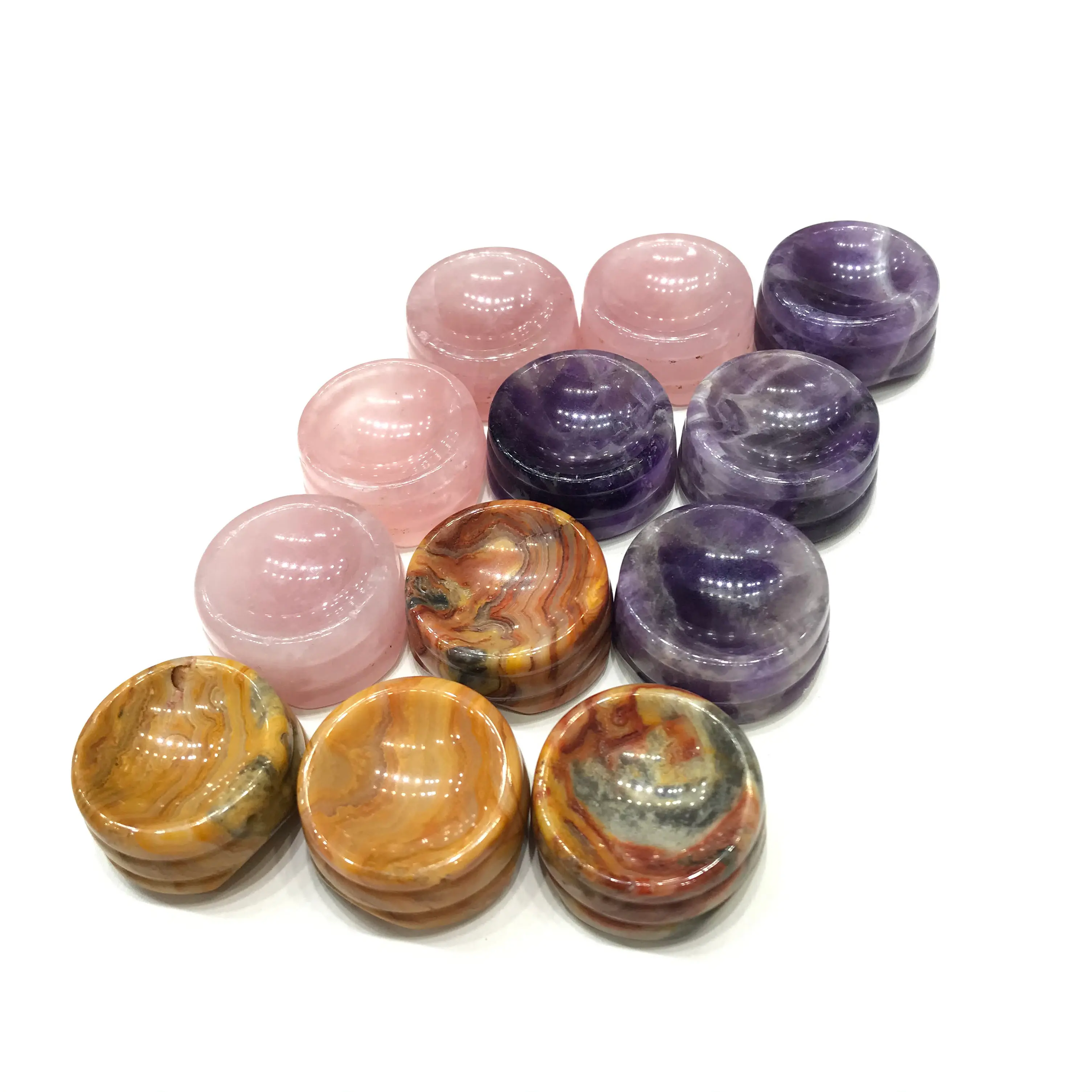 Natural Rose quartz Crazy Agate Howlite Amethyst Obsidian Crystal Sphere Stand For Decoration Gifts