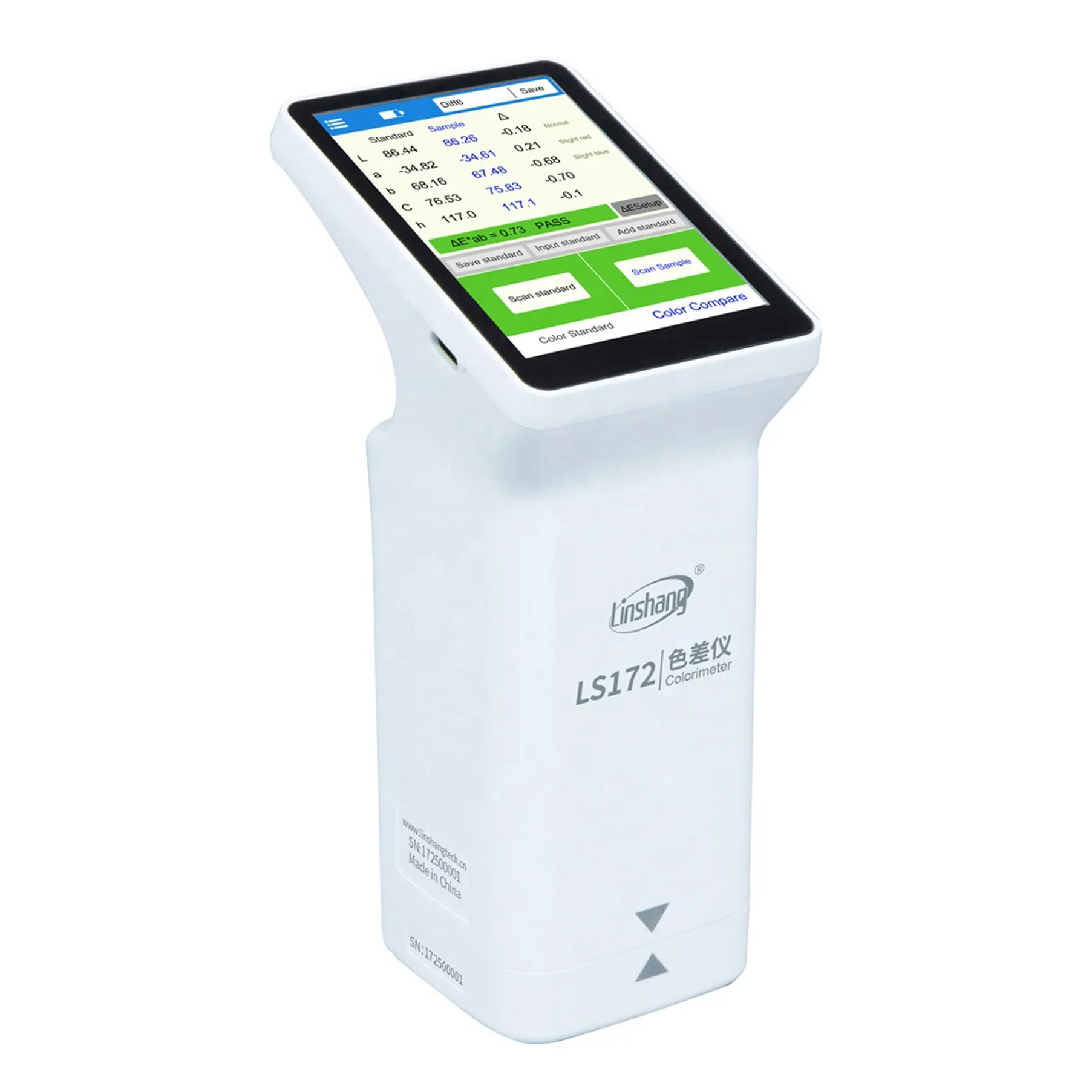 LS172 smart touch screen colorimeter color analyzer is used for color measurement of coating ceramic plastic coatings