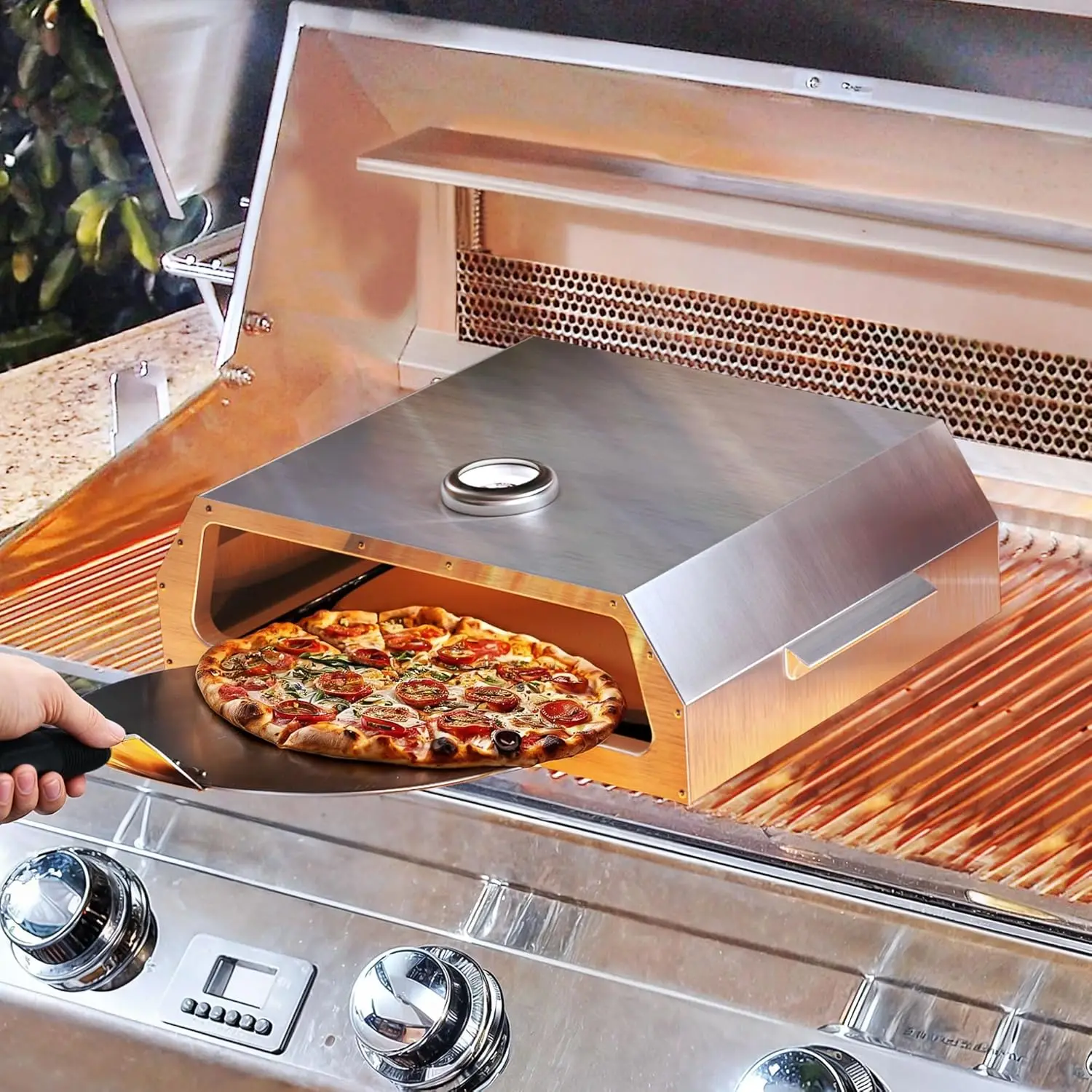 Pizza Oven for Grill, Grill Top Pizza Oven with Pizza Peel and Cutter, Pizza Oven Wood Fire,Pizza Oven Gas And Wood Fire