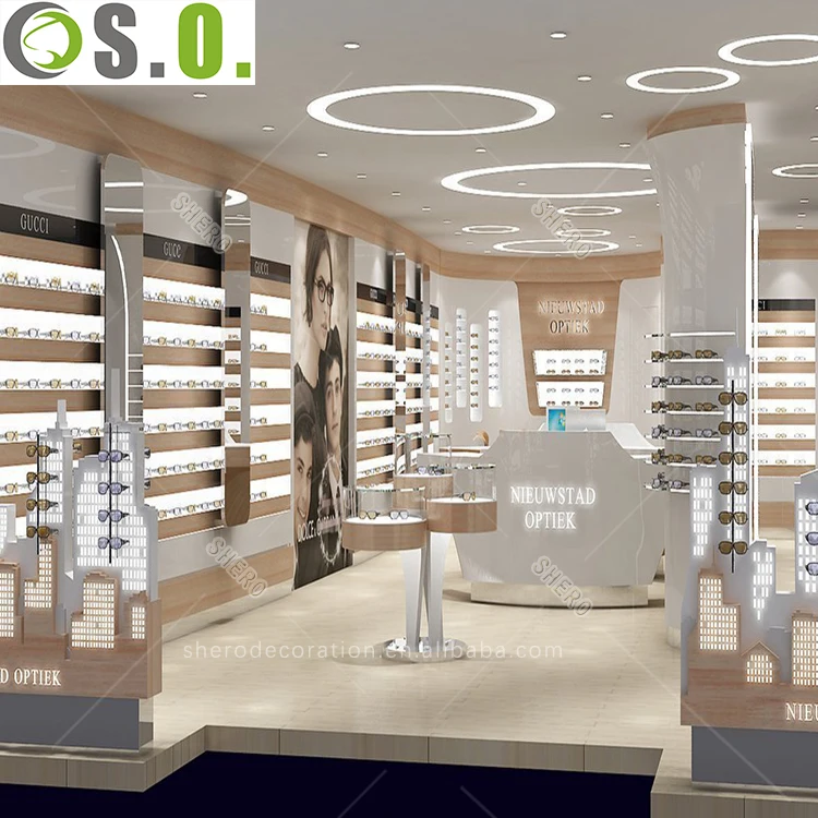 Modern shop optical display with display racks for mall