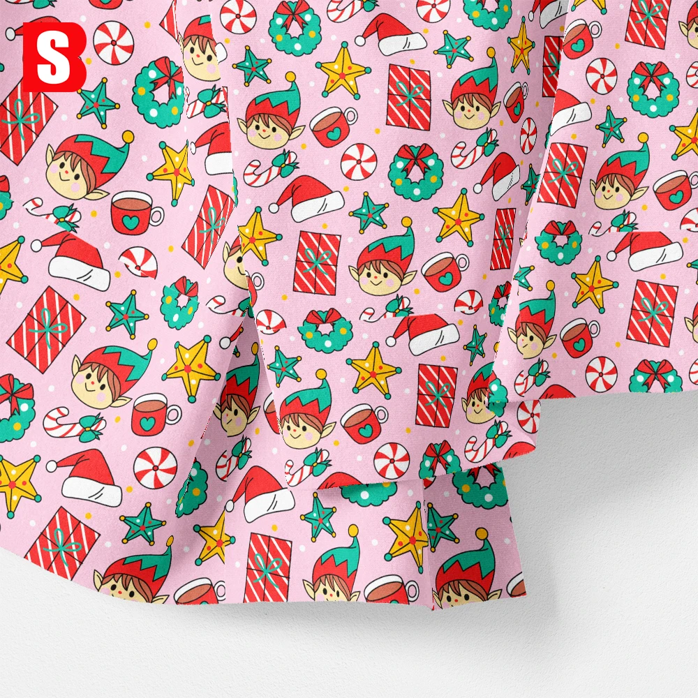 Wholesale 20s 135gsm 100% Cotton Christmas Tree Patterns Fabric For Festive Table Covers Santa Suits Baby Pet Clothing