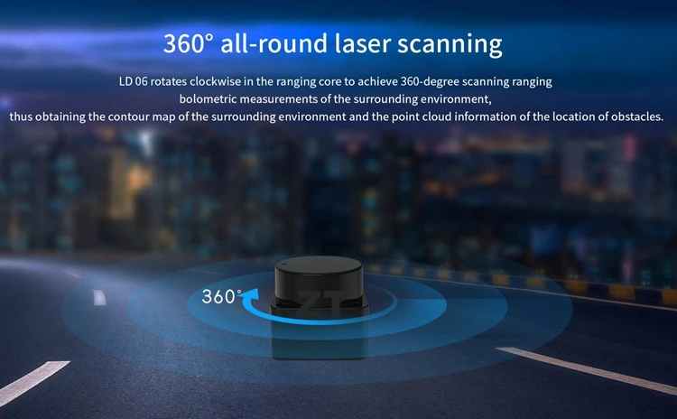 12m DTOF  LD06 Scanning  Scanner radar Sensor Robot Sensor  Mapping 360 Degree Lidar Sensor