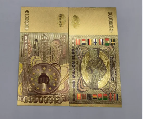Banknotes 24k Gold Plated euro Commemorative Notes euro Bills Decoration Antique Plated Gold Souvenir 1000000