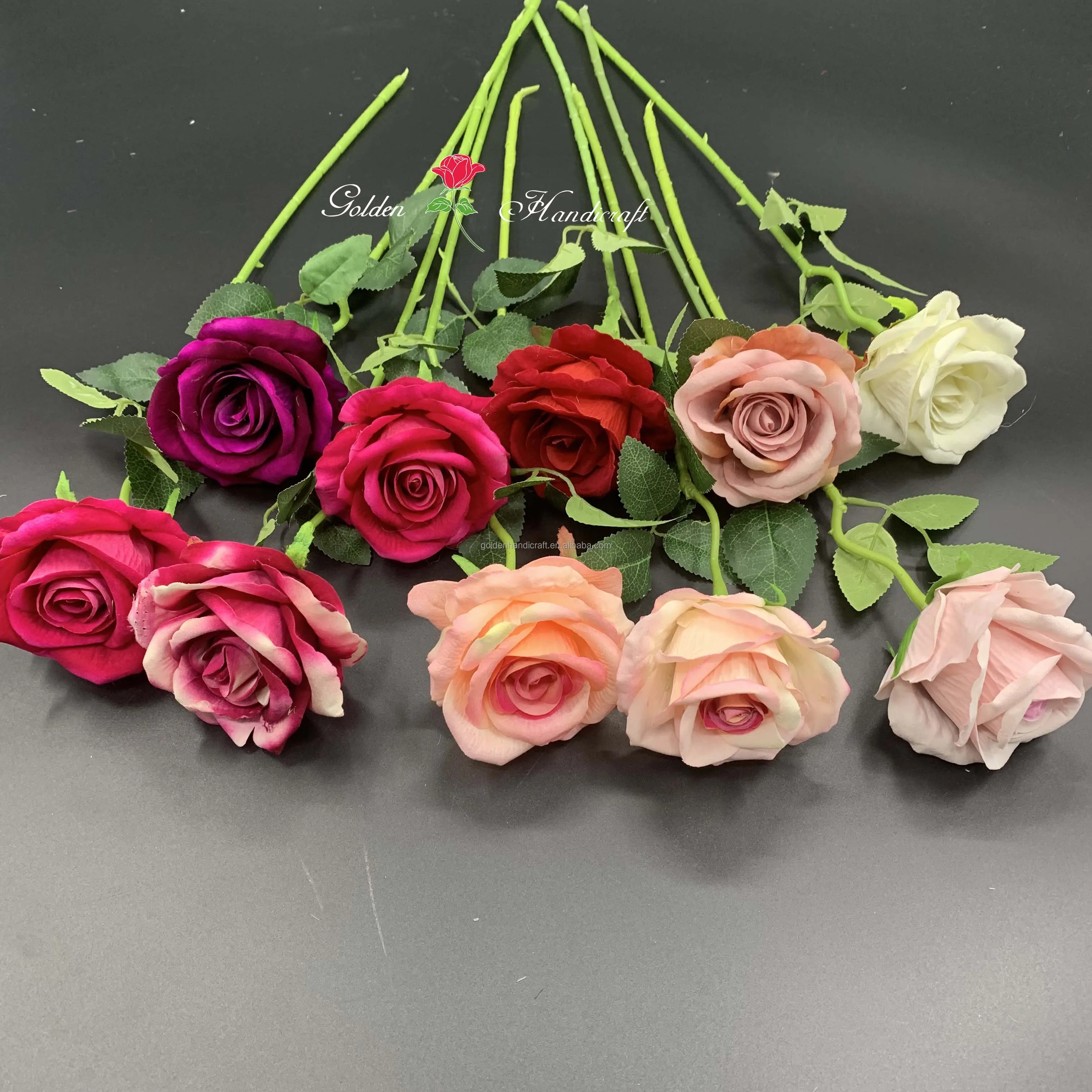QSLH G-248 wholesale cheap roses flower single stem velvet rose artificial flower for wedding decoration