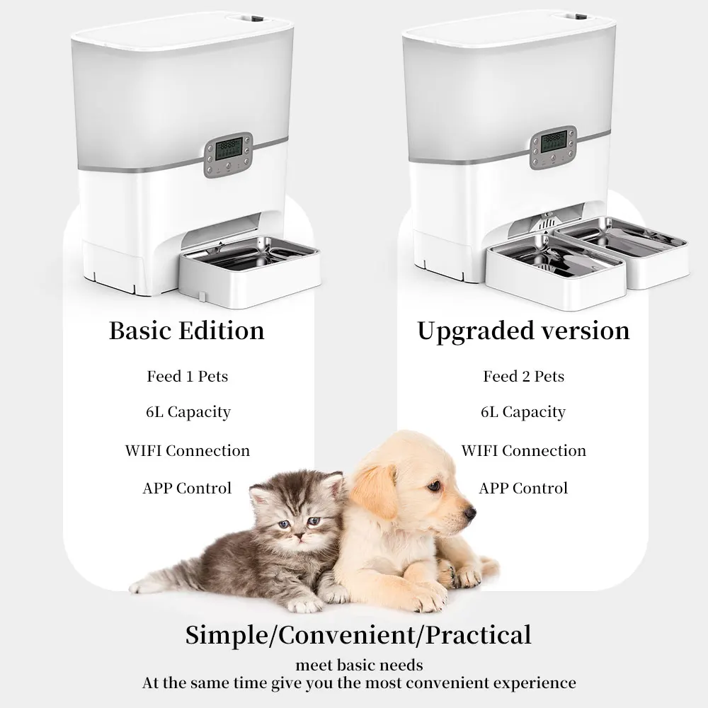 electronic auto smart wifi automatic dog cat pet feeders app dual double bowl for cat and dogs