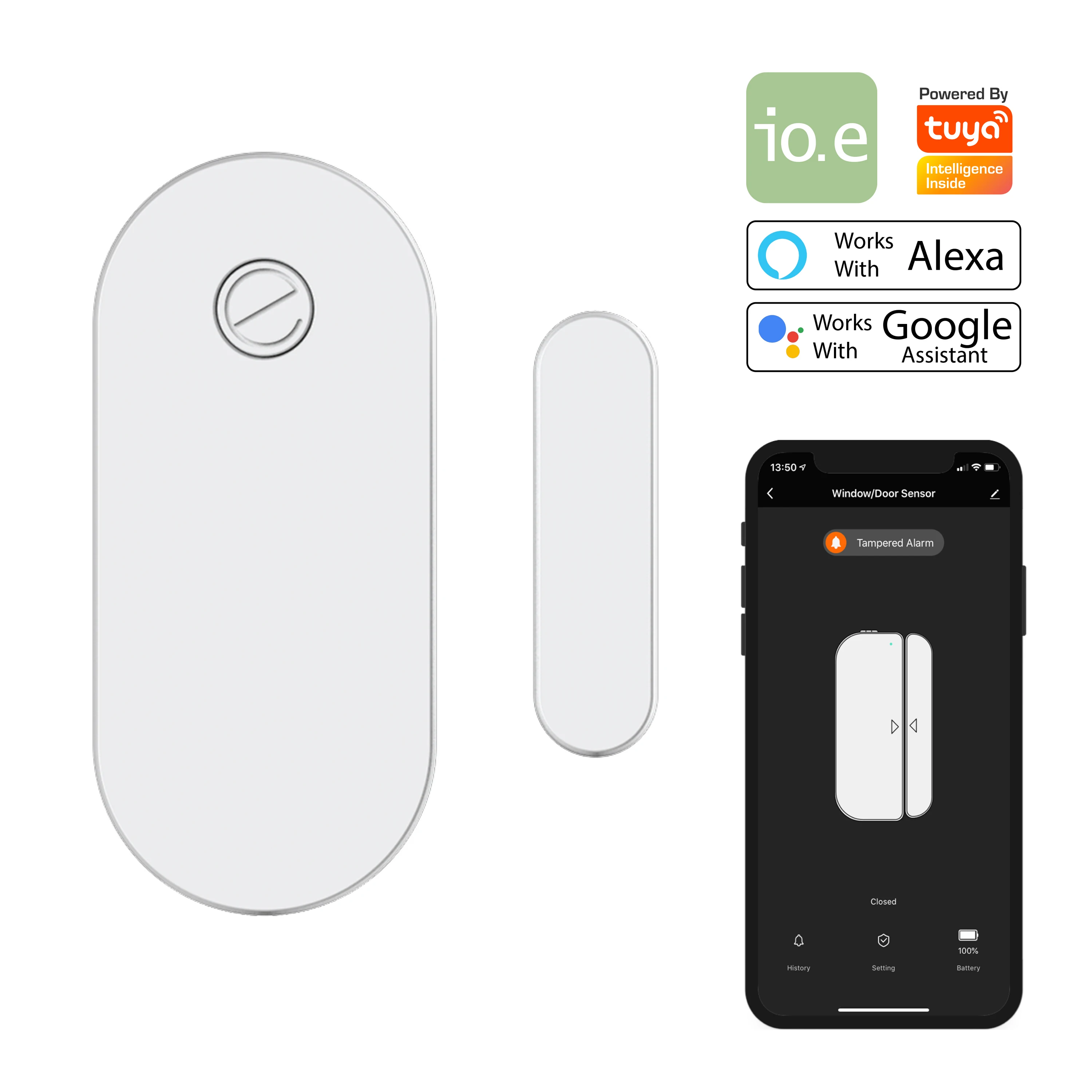 
Smart Bluetooth Window Door Sensor security push alert Tuya Smart works with Alexa and Google Assistant 
