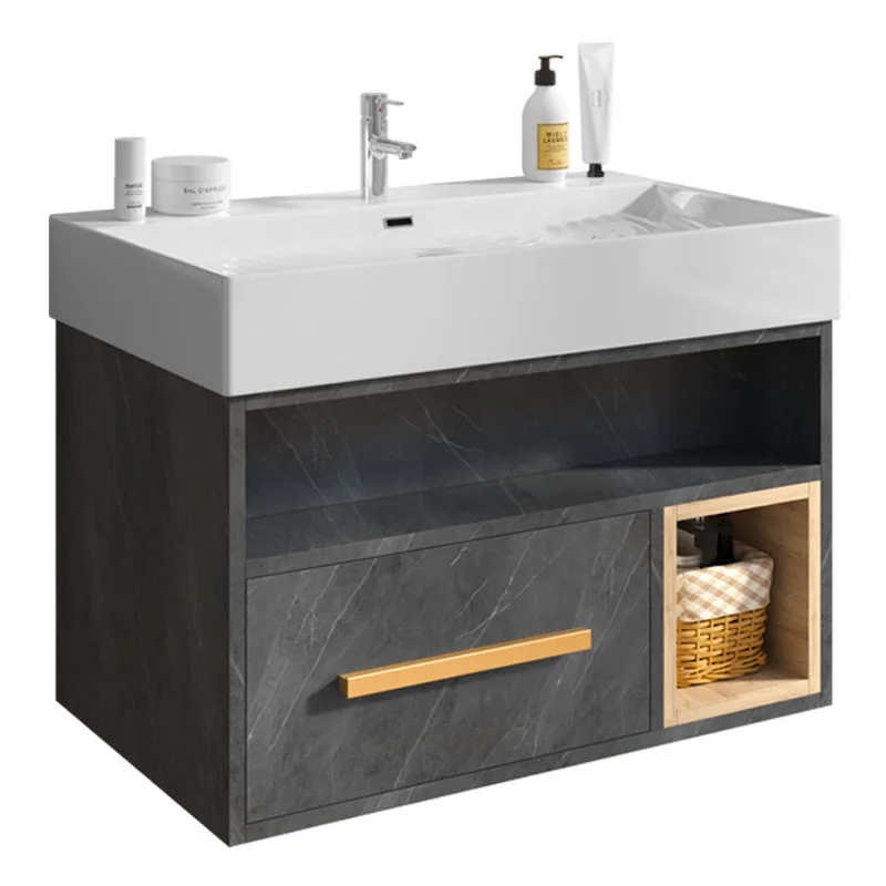 Modern Luxury Wall Mount Floating Cabinet Sanitary Ware Bathroom Vanity Cabinet With Ceramic Sink