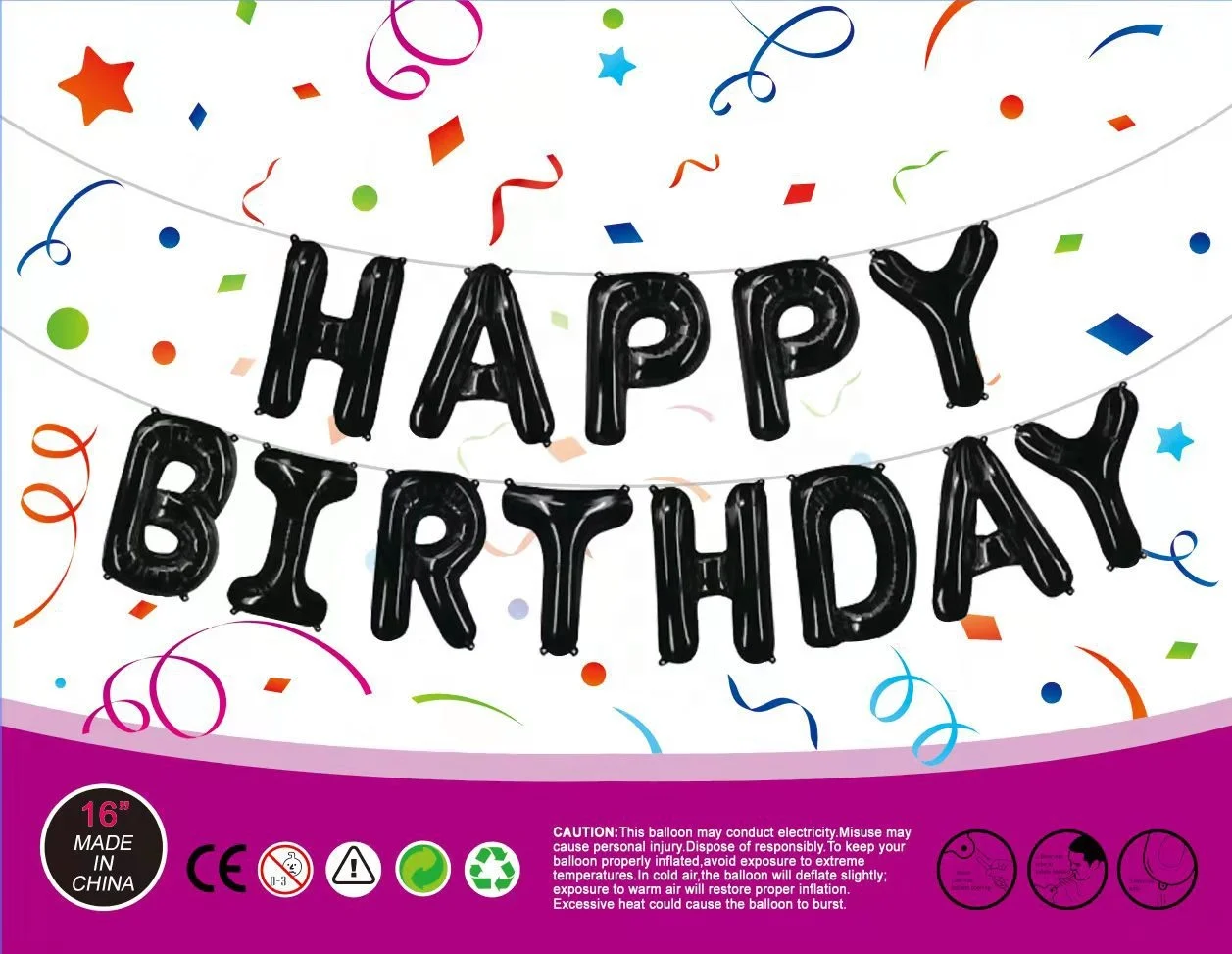 TLX 11 Year Party Decoration Supplier Wholesale 16 inch HAPPY BIRTHDAY Letters Foil Helium Alphabet Party Balloons Banner Set