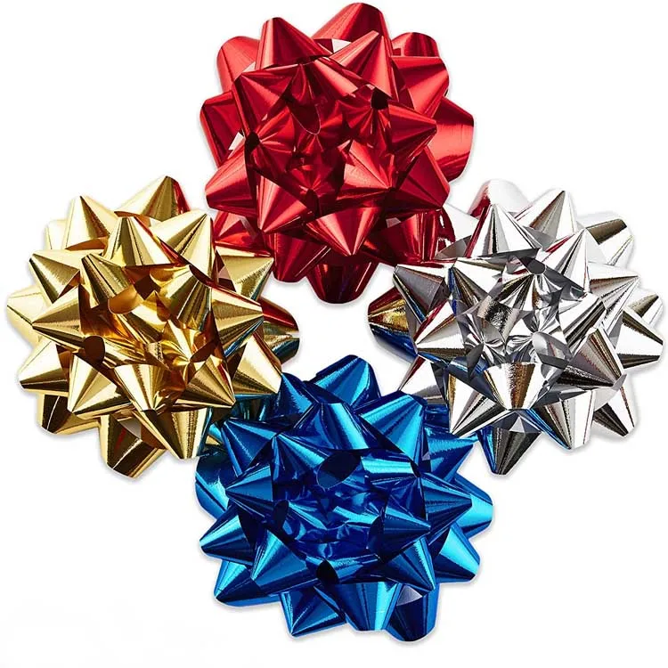 10 Colors 7cm Wholesale metallic custom color material mini big decoration Christmas star bow gift ribbon bow