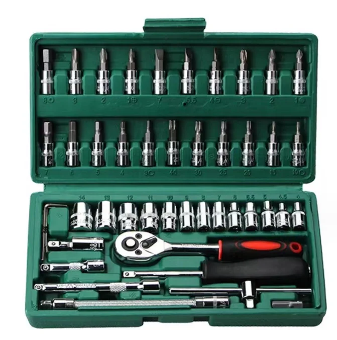 53pcs wholesale 1/2 socket chrome vanadium steel big fly ratchet wrench set multifunction repair auto repair set