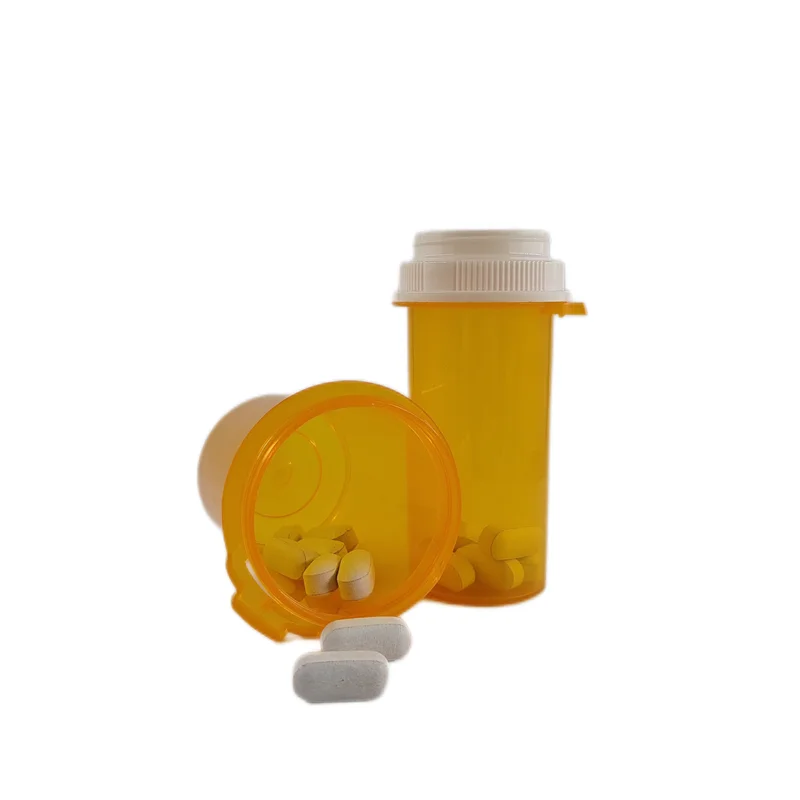 Empty Plastic One Clic Vials with Child Resistant Reversible Thumb Tab Screw Cap 6 8 10 13 16 20 30 40 60 Dram