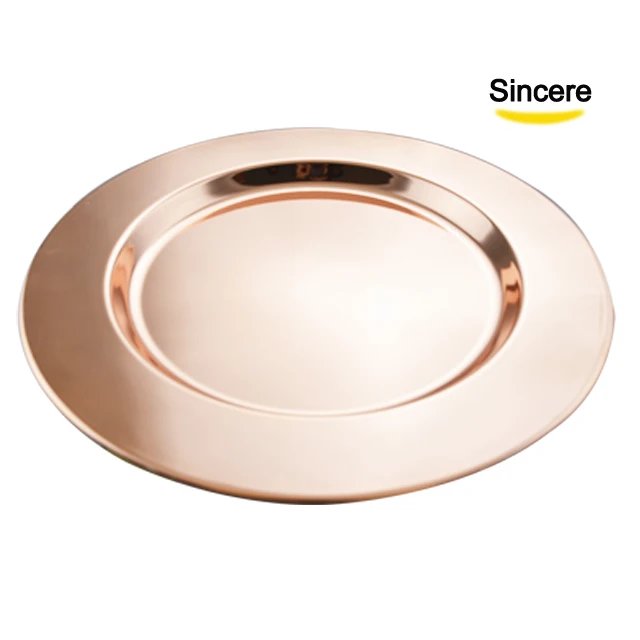 Hot sell stainless steel charger plate rose gold wedding charger plate