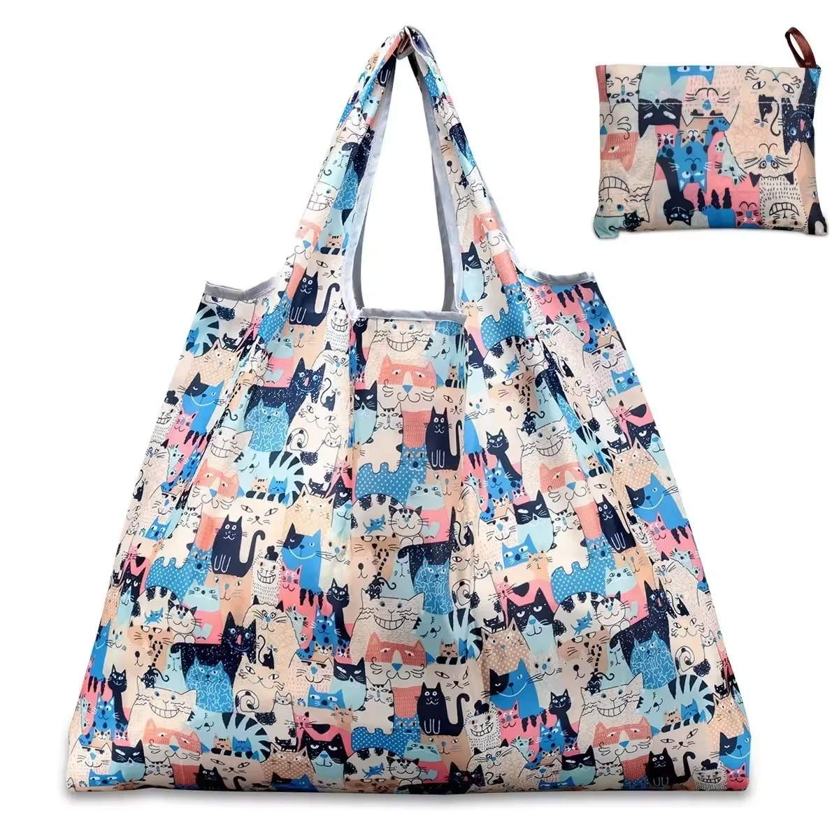 Unique Design Hot Sale Eco Friendly Rpet Foldable Polyester Tote Shopping Bag Reusable Grocery Bag