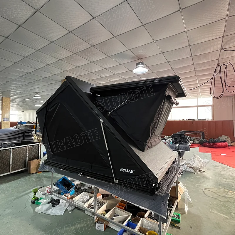 2023 New Styles Aluminum Triangular Open skylight Car Rooftop Tent 2-3 person Hard Shell Camping Hiking Tents