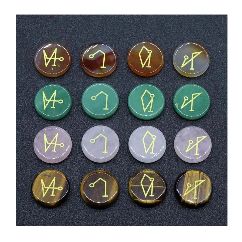 factory outlet  selling agate crystal gem ancient Greek energy four angels guarding Reiki carve symbol Circular Stone