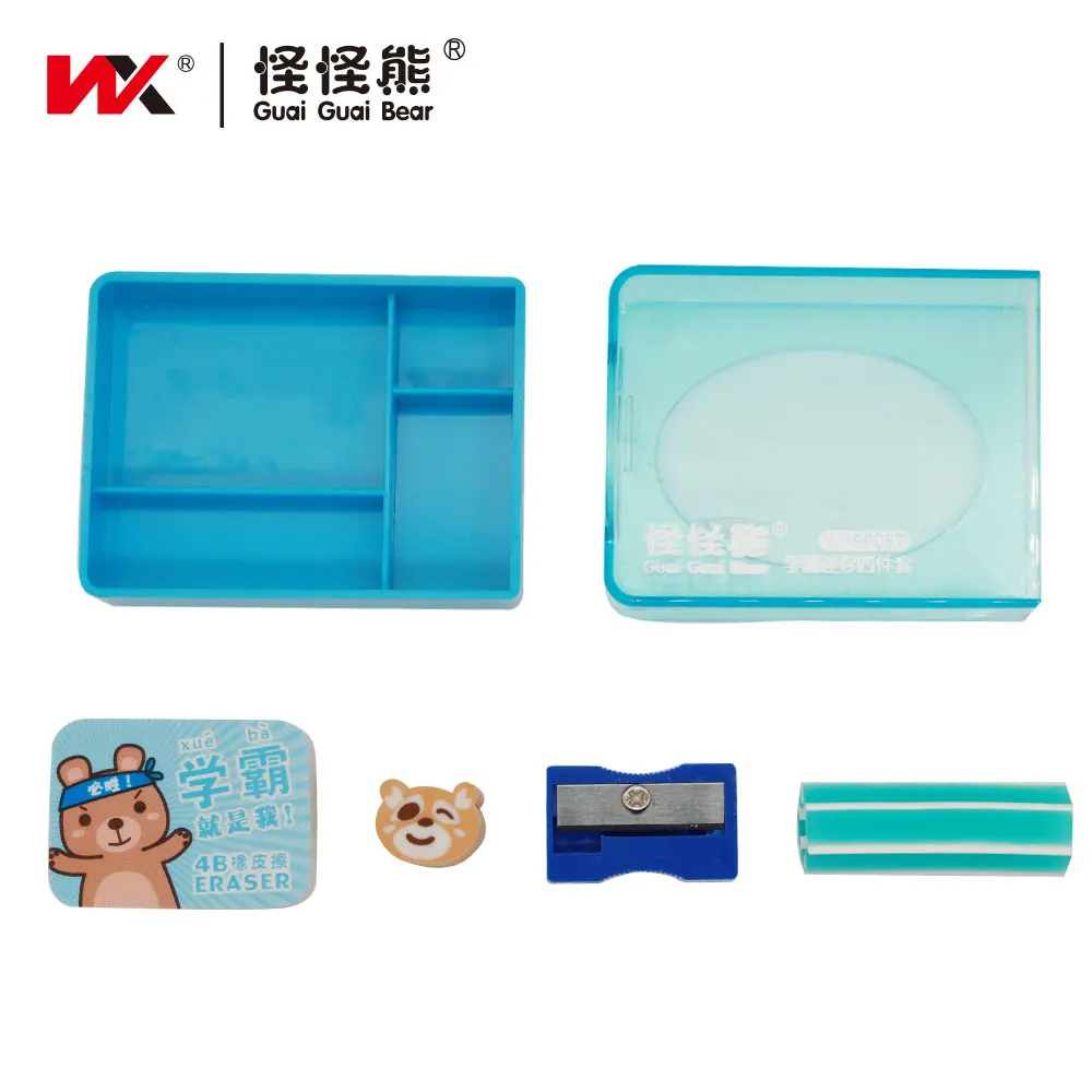 Cartoon Rabbit Student Supplies Set Factory Direct School Stationery with Eraser Pen Holder Pencil Sharpener for Children