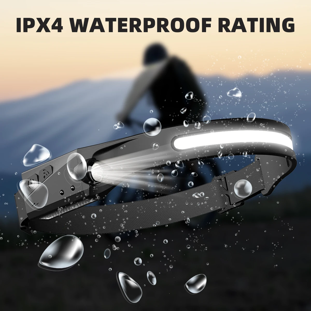 Waterproof Waving Induction Rechargeable Led Headlights for Outdoor Running Cycling Fishing Mining