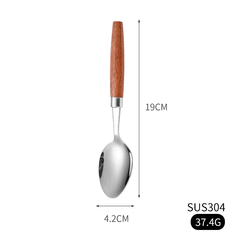 wood handle four pieces 304 stainless steel cutlery set for restaurant kitchen cutlery