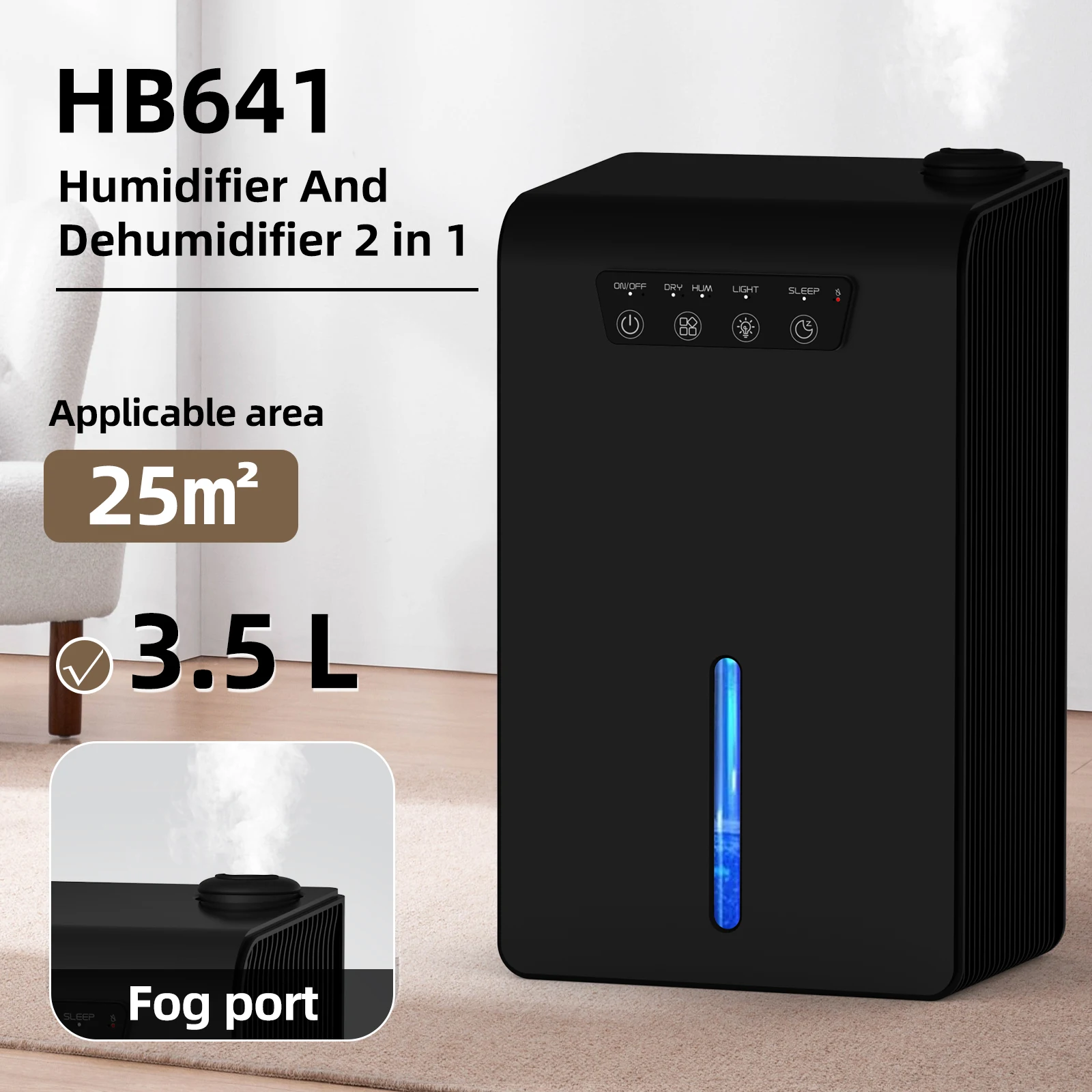 Smart Dehumidifier Screen Display Home Air Dehumidifier and Humidifier 2 in 1 for Bedroom Basement Hotel