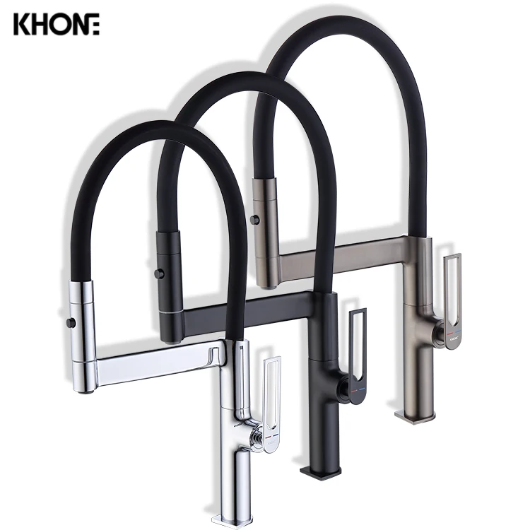 Brass water mixer faucets black single stand tap kitchen faucet with pull down sprayer