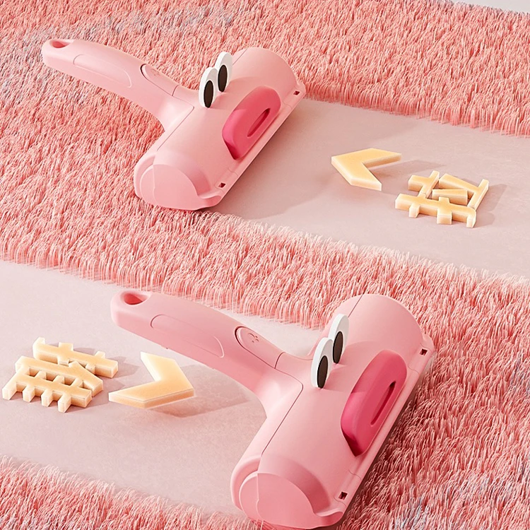 Cartoon Pet Adhesive Hair Removal Electrostatic Brush for Small Animal Carpet & Sofa Roller Cleaning