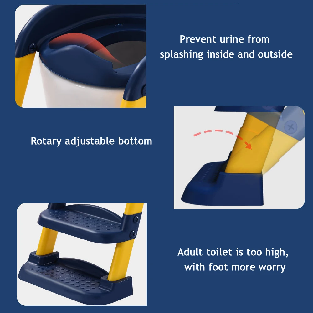 Kid Collapsible Folding Adjustable Soft PU Cushion Children Toddler Toilet Baby Potty Training Seat Chair with Step Stool Ladder
