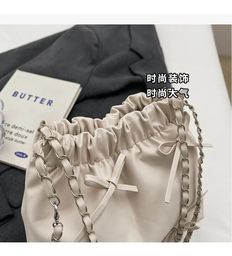 Wholesale New Shining Candy Color Drawstring Padded Purse Bucket Bag Lightweight Pleated  Bubble Quilted Puffy Bucket Bag