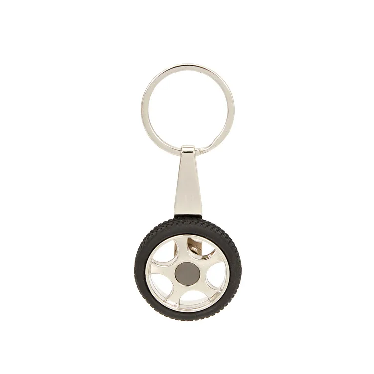 High Quality Low Cost Creative Round Hollowed-Out 3D Zinc Alloy Car Wheel Key Ring Men Keychain