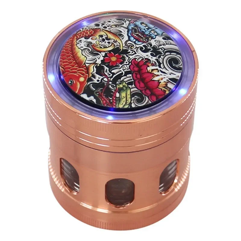 4 Layers Metal manual moledores por mayor molinillo de hierbas Herbal Tobacco Led Herb Grinder Glow In The Dark Grinder