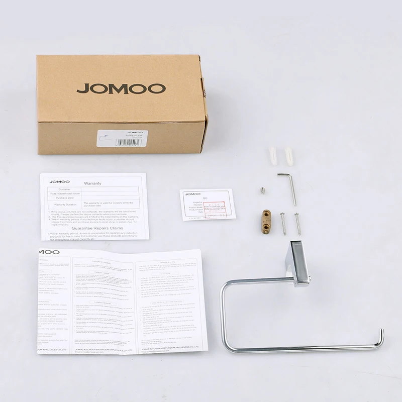 JOMOO Modern Bathroom Accessories Silver Towel Hanger Wall Mounted Zinc Alloy Bath Towel Ring Towel Holder