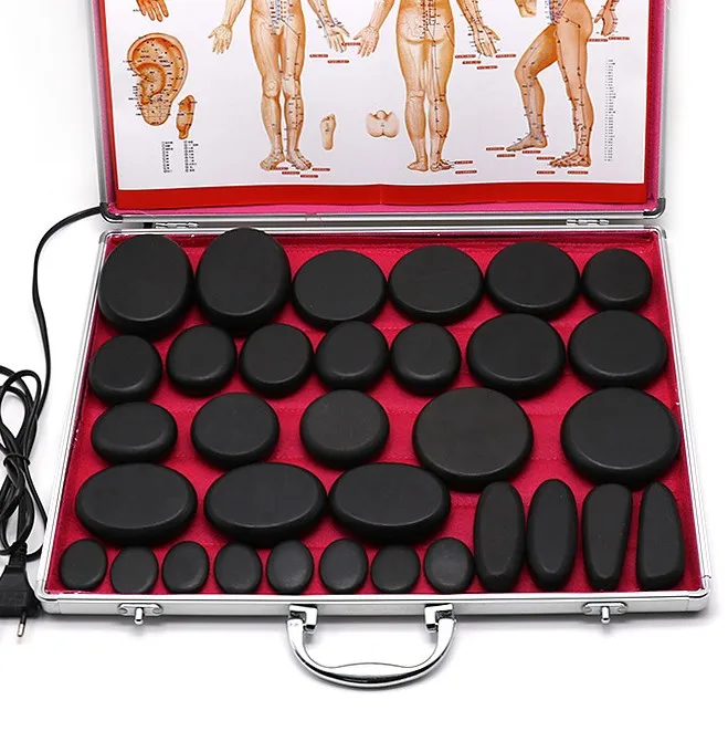 Wollet Massage Set 22 Pieces Basalt Hot Stone With Heater Kit Hot Stone Massage Set