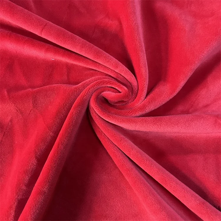 High quality 95 polyester 5 spandex toy fabric solid color super soft stretch velvet pajamas fabric