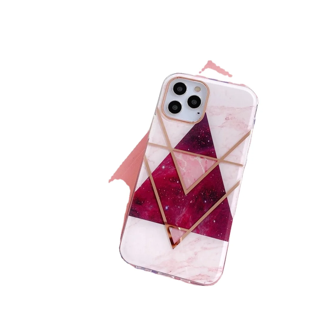 High Quality Marble Geometric Stripe TPU PC Cell Phone Case Cover For iPhone 12 11 Pro Max 8 7 6 Plus