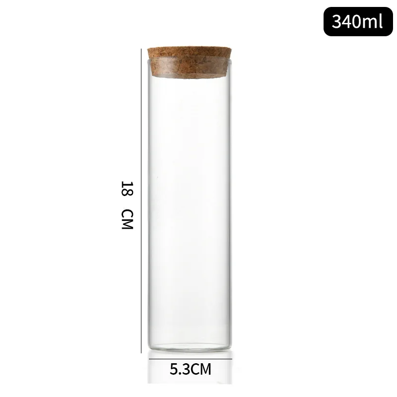 53diameter 100ml -360ml large clear glass wishing/big drift bottle/vials cork/bamboo lid for gift tube jar glass bottle cork