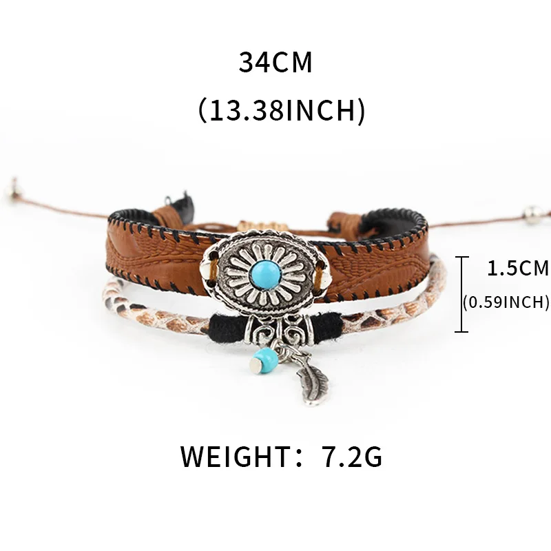 Ethnic Style Personalized Fringe Pure Hand-woven Bracelet Multi-layer PU Bracelet Couple Bracelet Wholesale