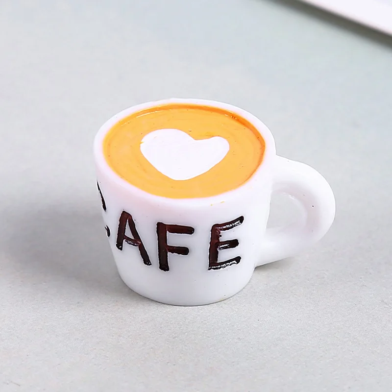 Dropshipping small mini plastic Resin heart miniature coffee cup mug charm