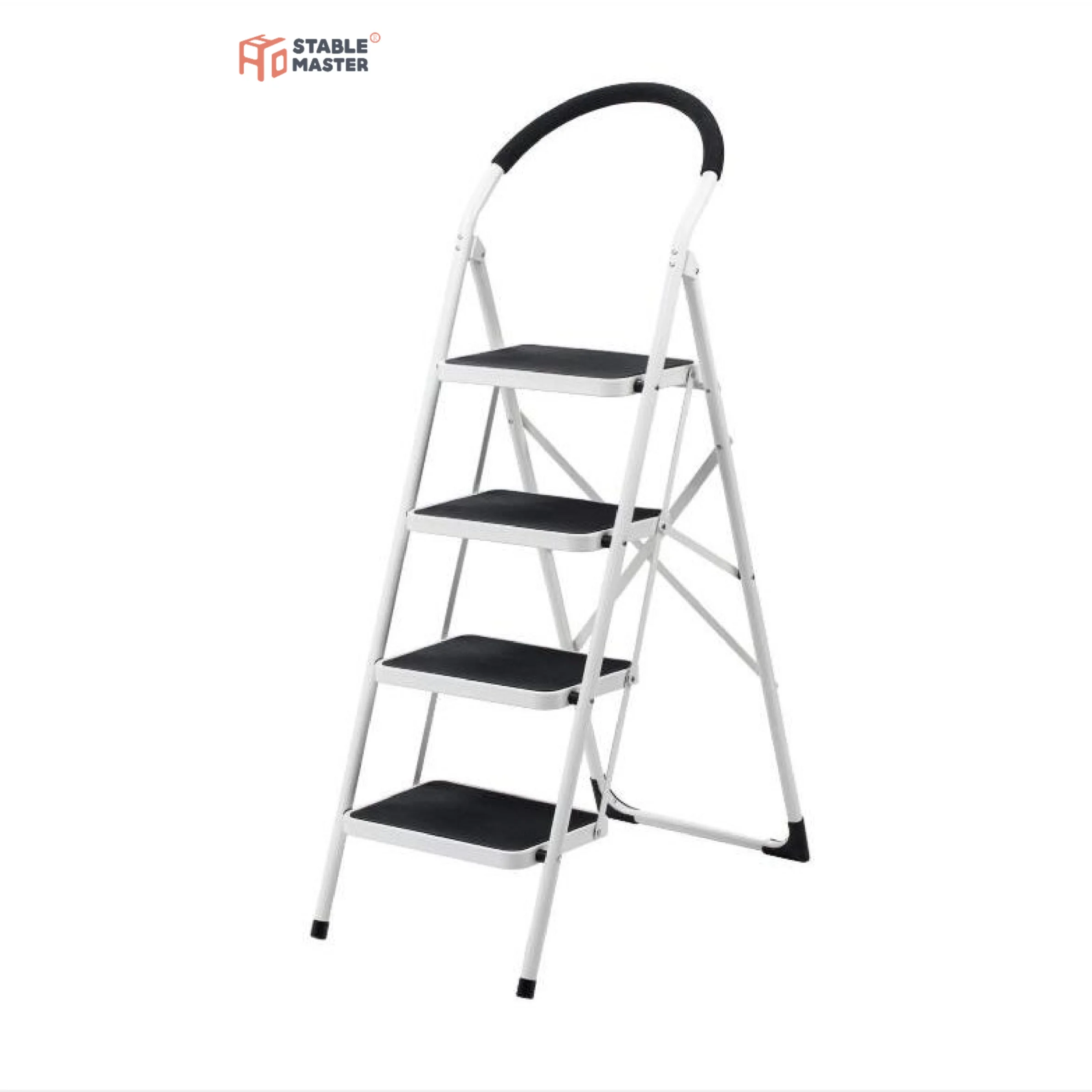 4 Step stool step ladder with handgrip and wide pedal load capacity 150kg