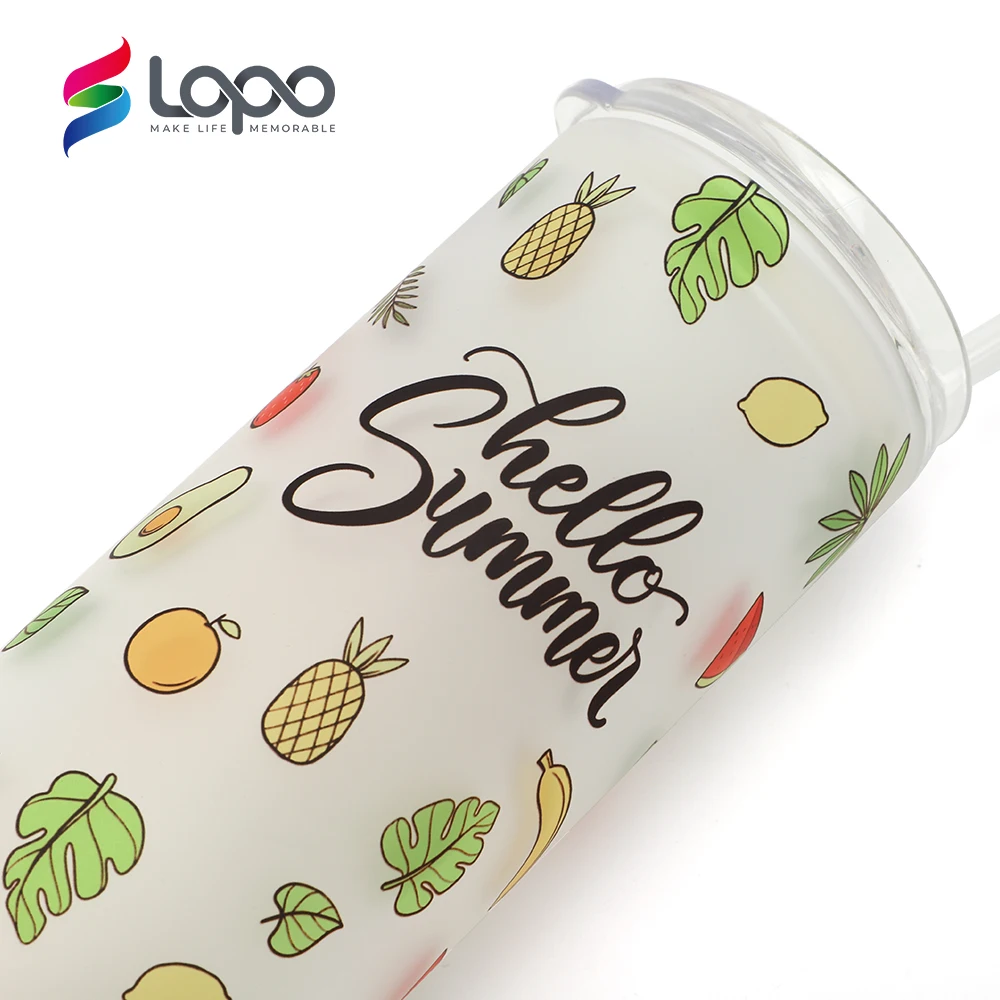 Сублимационная пустая матовая стеклянная кружка с бамбуковой крышкой 25 унций